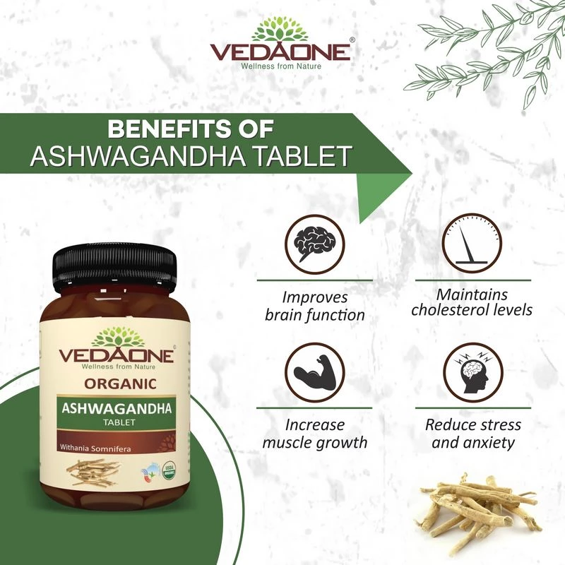 Vedaone Organic Ashwagandha 750mg, 60 Tablets-4.webp